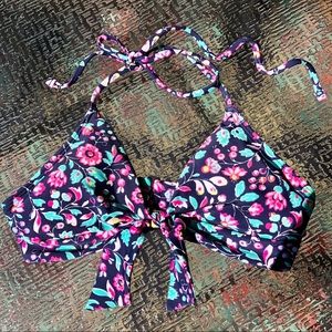 aerie | Floral Scoop Neck Halter Tie Bikini Top